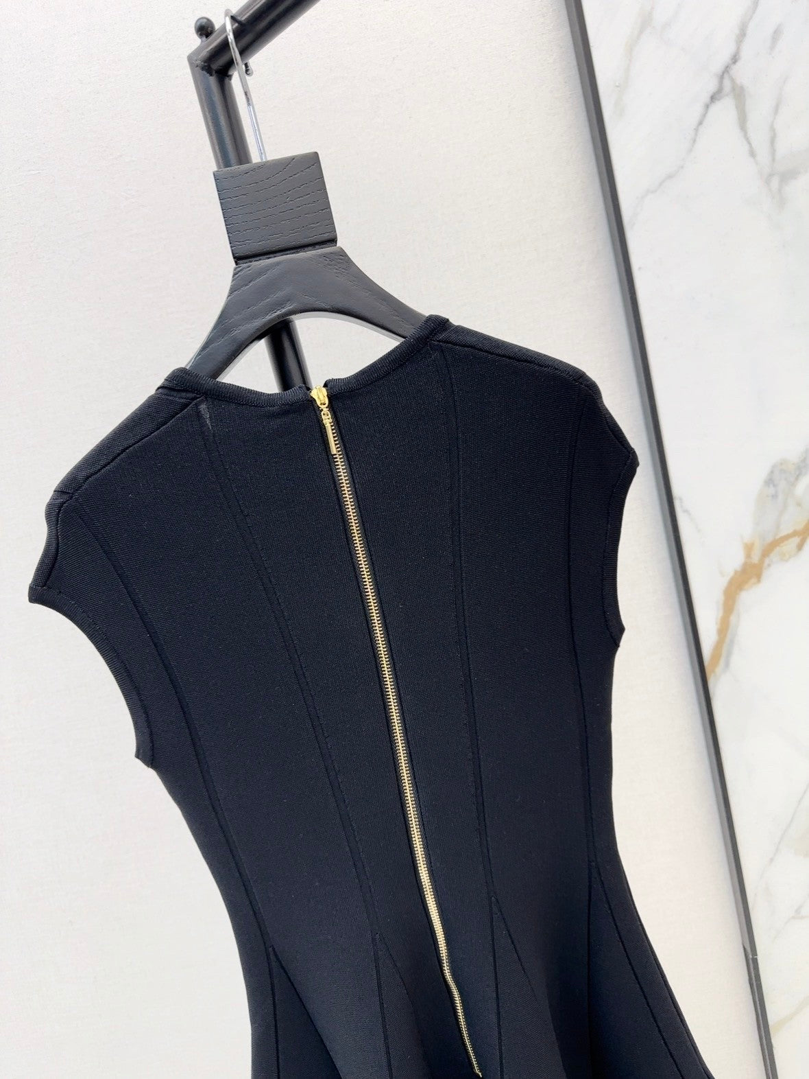 Black Sleeveless V - neck Dress