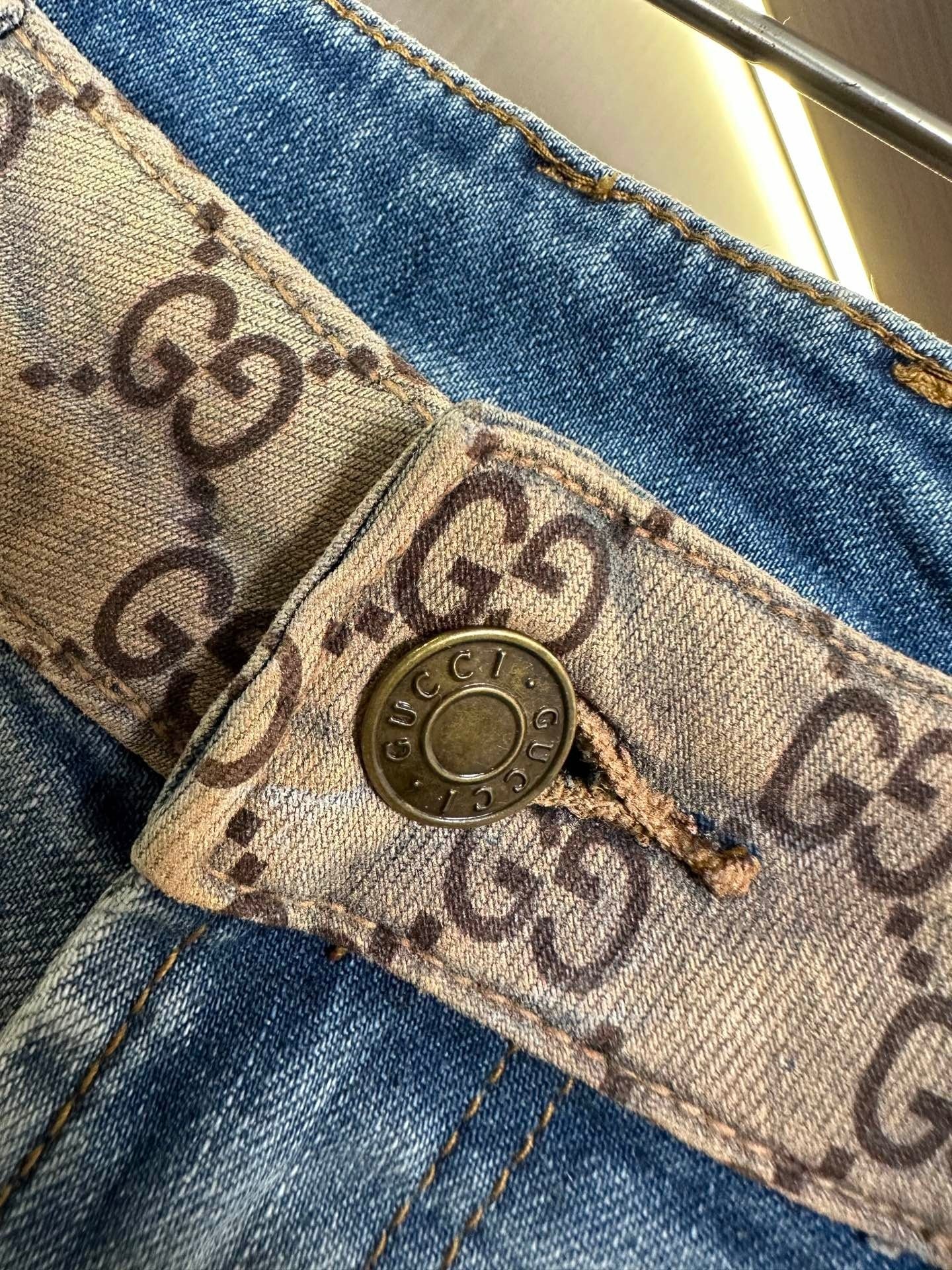 Light blue straight - leg long denim jeans