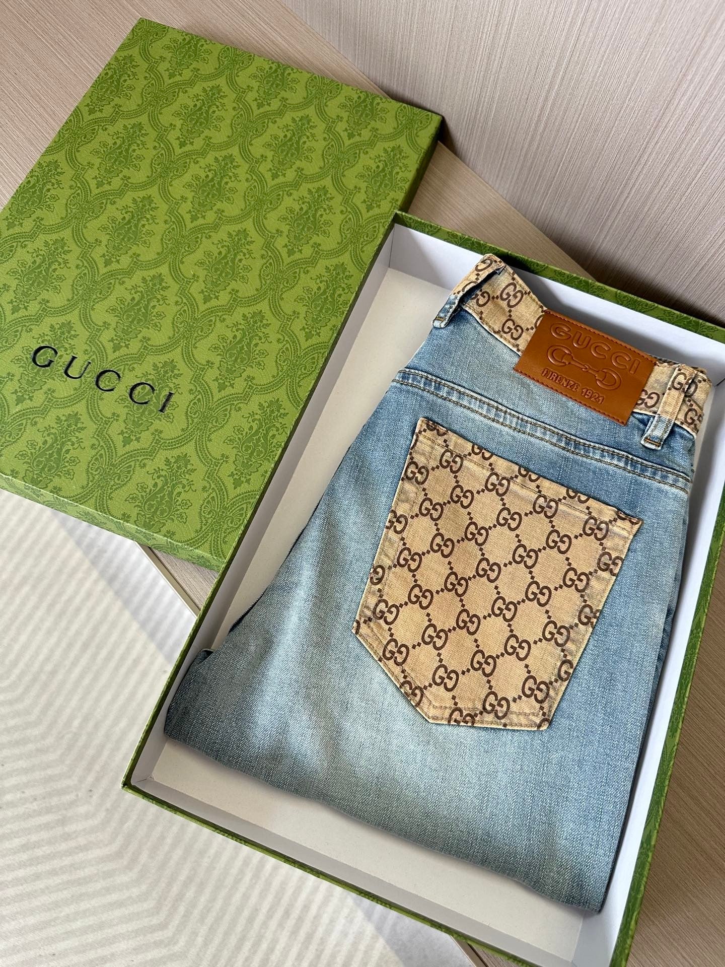 Light blue straight - leg long denim jeans