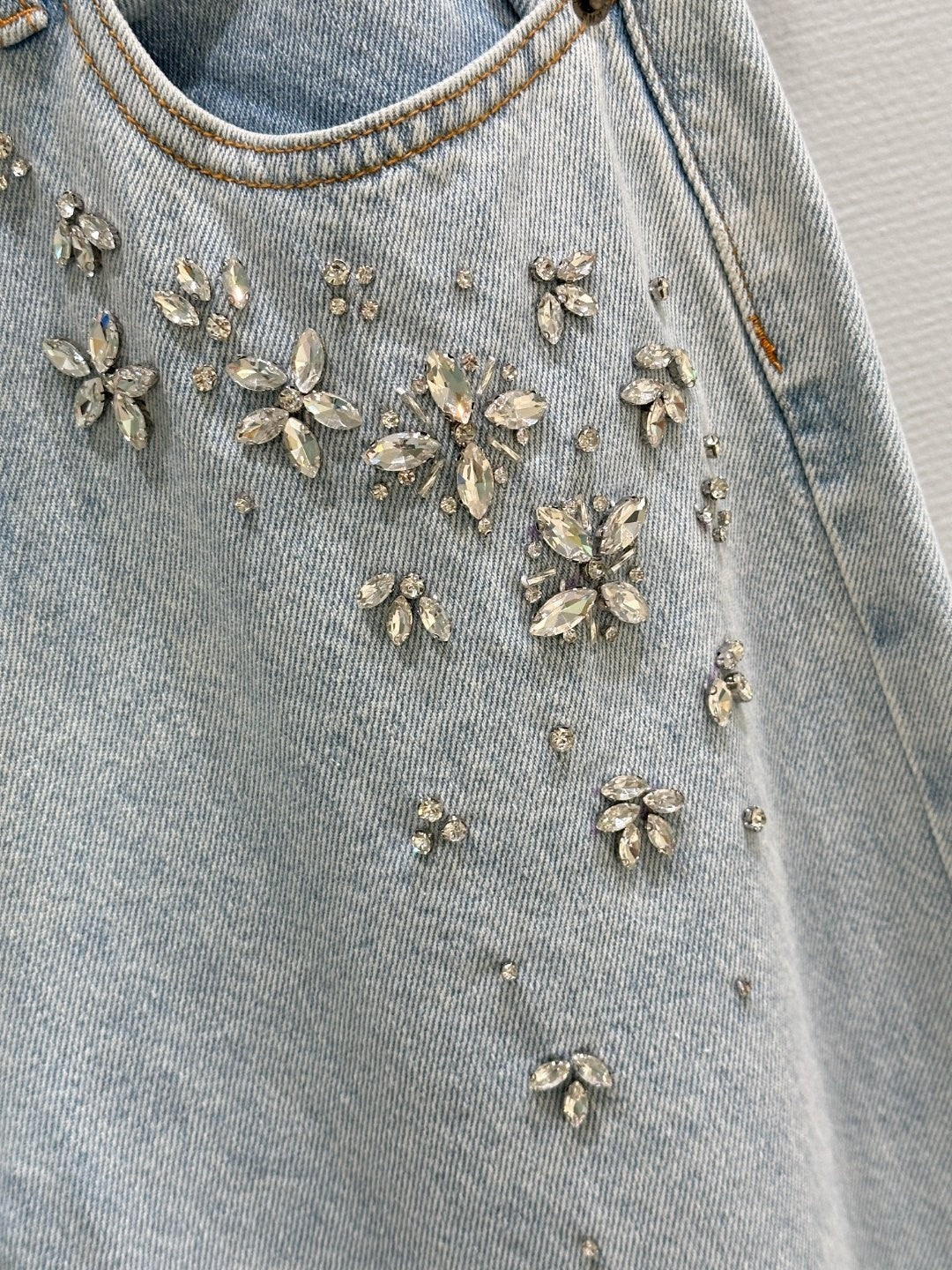 Beaded Straight Wide - leg Jeans