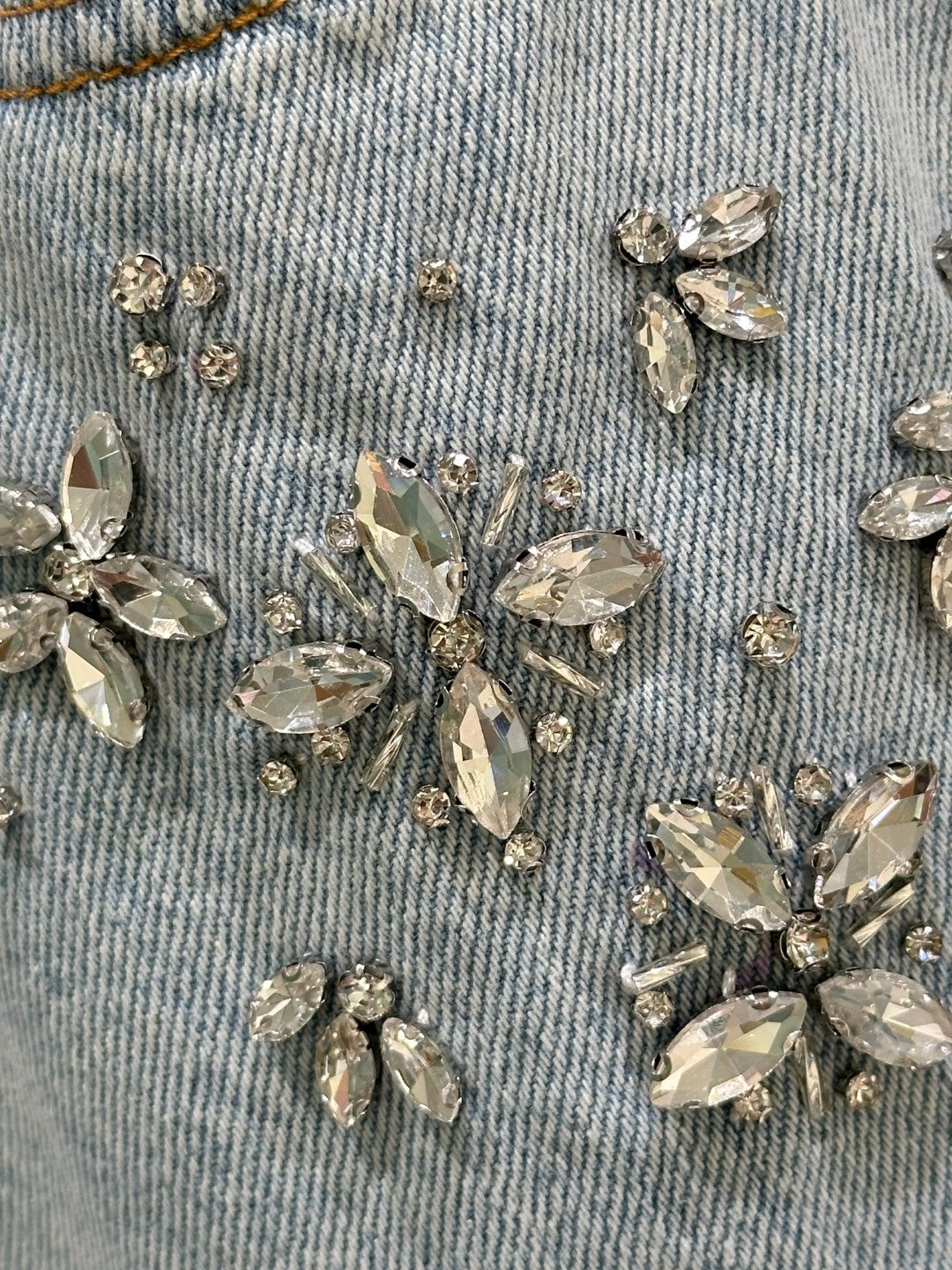 Beaded Straight Wide - leg Jeans