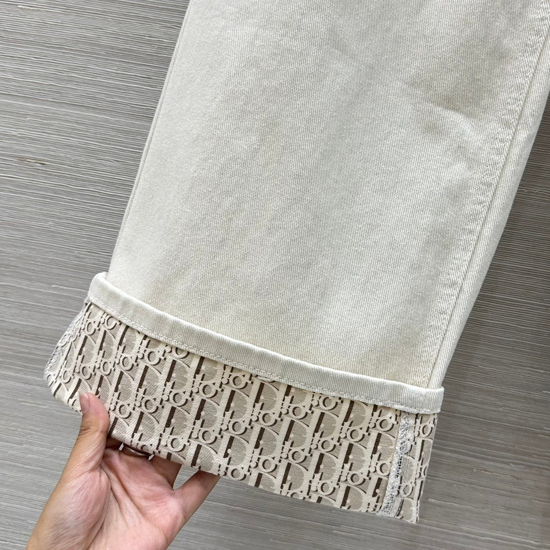 Monogram straight wide-leg jeans