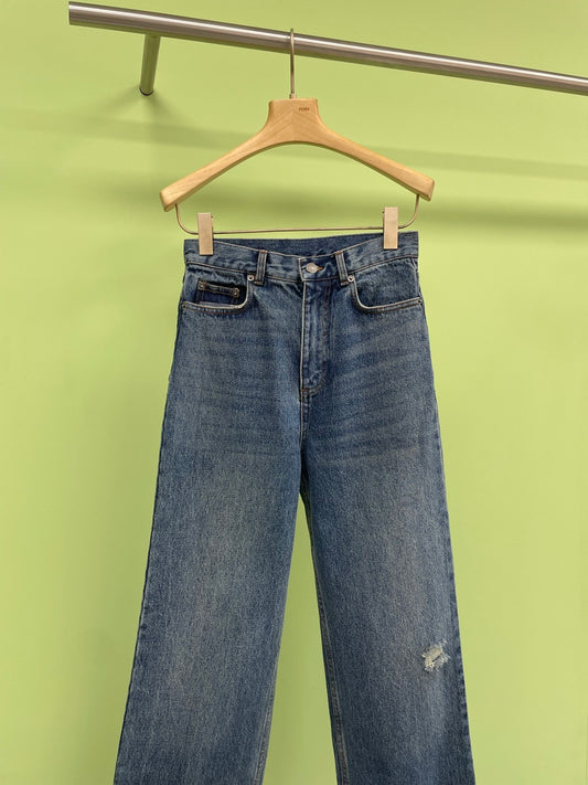 Straight-fit faded jeans