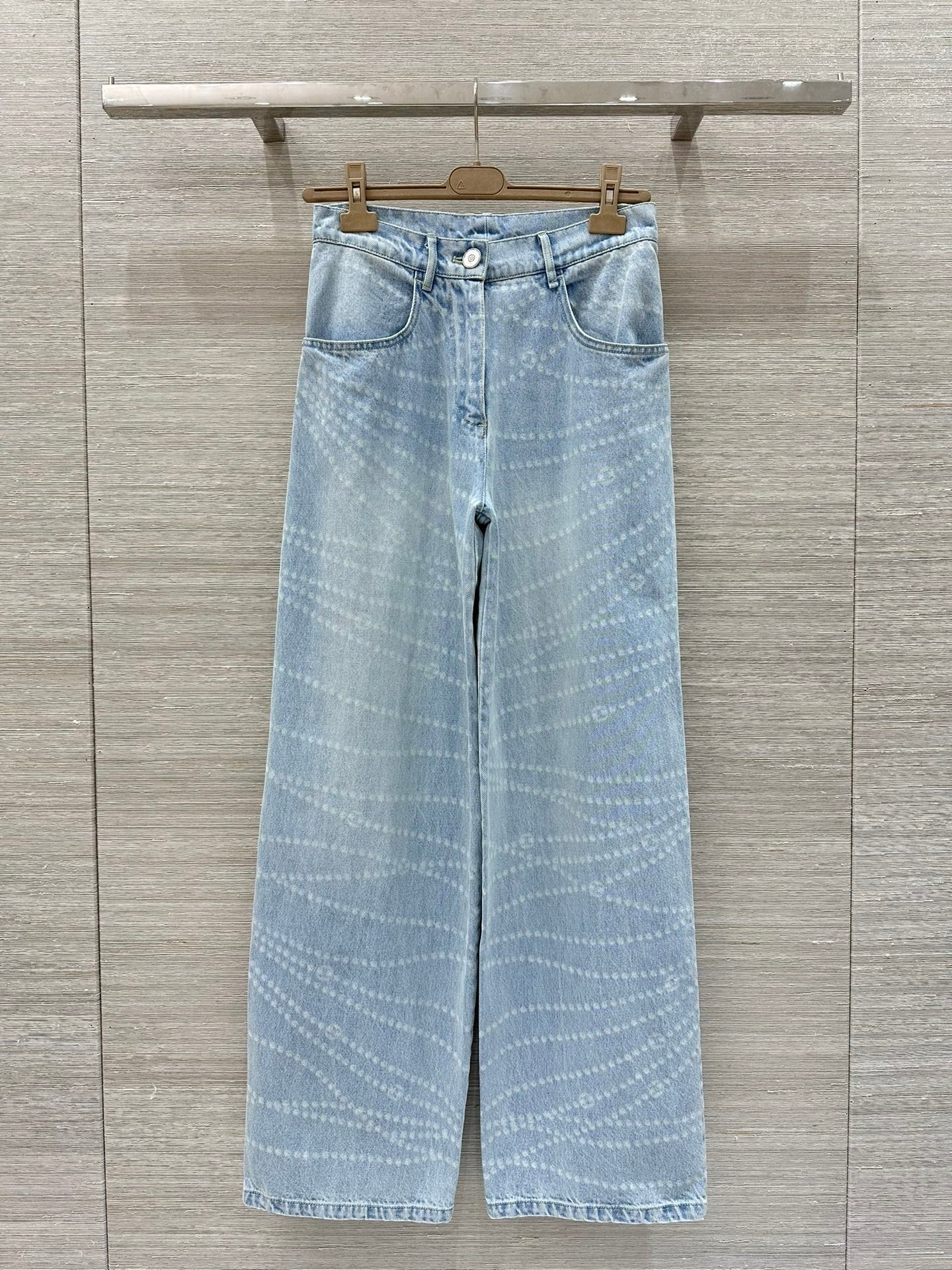 Printed Chain - Detail Wide - leg Jeans