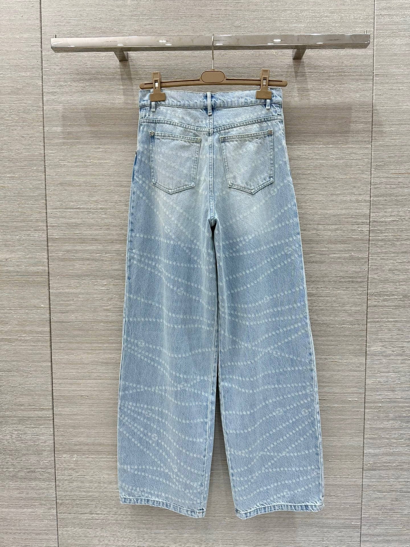 Printed Chain - Detail Wide - leg Jeans