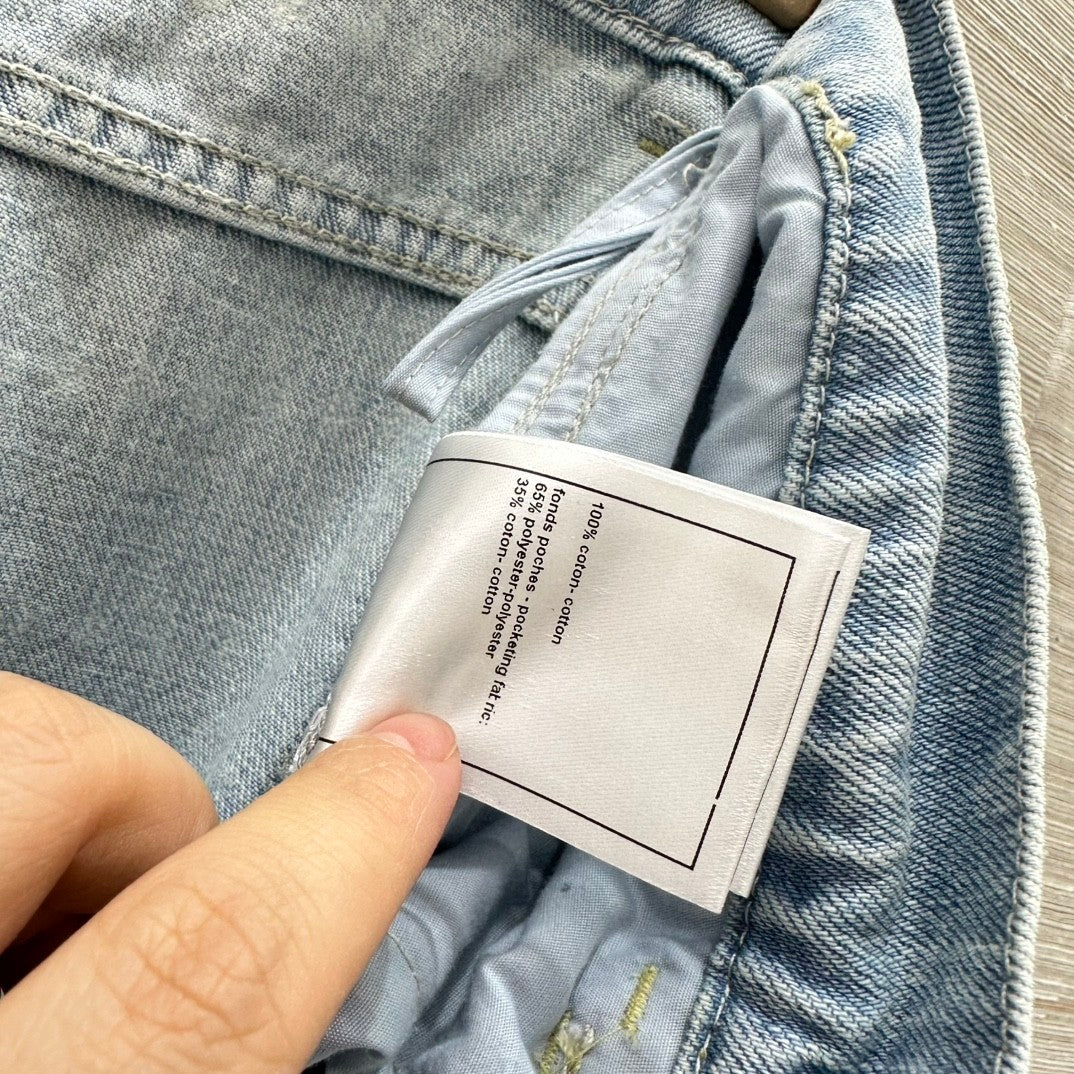 Printed Chain - Detail Wide - leg Jeans