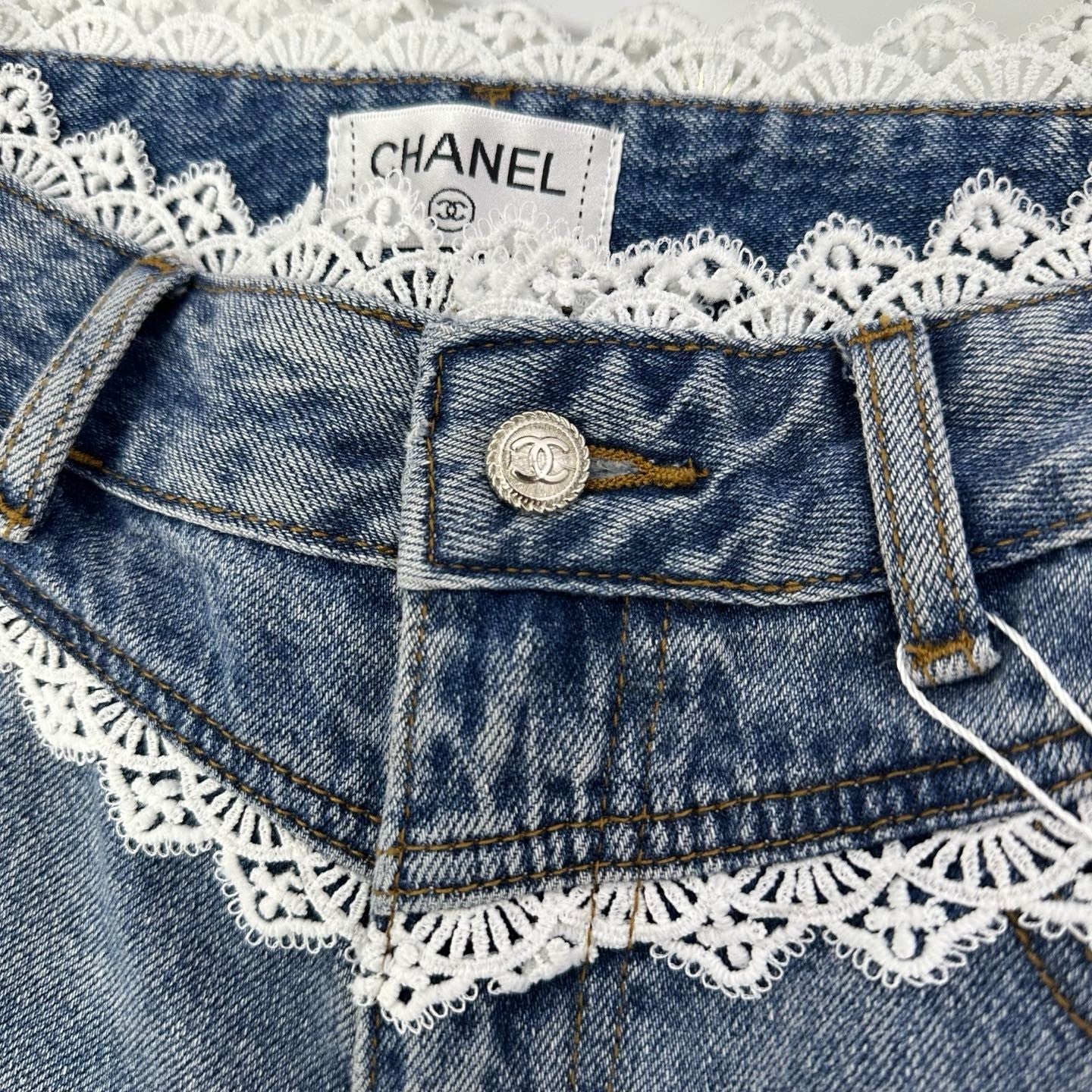 Straight - leg Jeans with Lace Trim